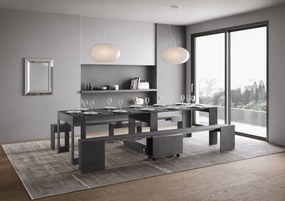 Consolle con doppia panca allungabile a 302 cm ELIA Antracite spatolato