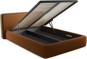 Letto matrimoniale imbottito in terracotta con contenitore con griglia 140x200 cm Kiana - Makamii