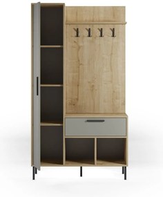 Set da corridoio effetto rovere con decoro verde-naturale 108x195x35 cm Heidy - Marckeric