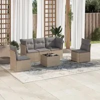 Set Divano da Giardino 6 pz con Cuscini Beige in Polyrattan 3249198