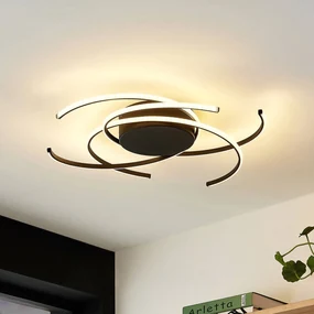 Lindby plafoniera LED, Hamza, Ø 49 cm, nero, alluminio