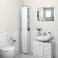 Armadietto Bagno Bianco Lucido 25x26,5x170 cm Legno Multistrato 808437