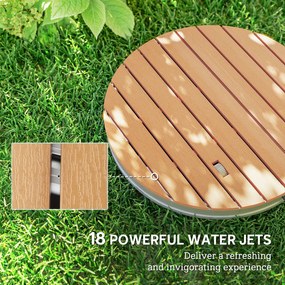 Doccia da Giardino Portatile Ø70,5x7,5 cm Getti d'Acqua Regolabili fino a 4 m in Polistirene Effetto Legno...