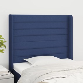 Testiera Ad Orecchio Blu 93x16x118/128 Cm İn Tessuto /