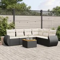 Set Divani da Giardino con Cuscini 7pz Nero Polyrattancod mxl 87991