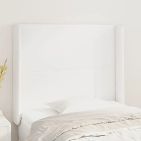 Testiera Ad Orecchio Bianco 93x16x118/128 Cm İn Similpelle /