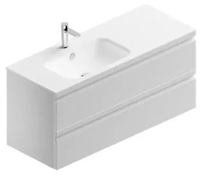 Mobile sottolavabo e lavabo Pull bianco opaco in mdf L 120 x H 56 x P 46 cm 1 vasca 2 cassetti