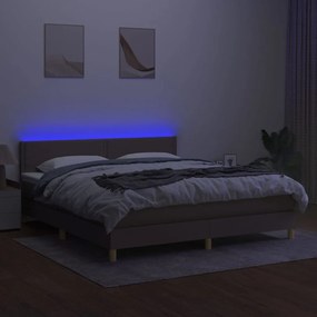 Letto a molle con materasso e led tortora 160x200 cm in tessuto