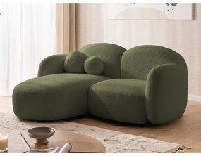Divano angolare verde (con penisola a sinistra/con chaise lounge) con rivestimento in bouclé Orbit – Ropez