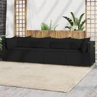 Set Divani da Giardino 4 pz con Cuscini Nero in Polyrattan 319784