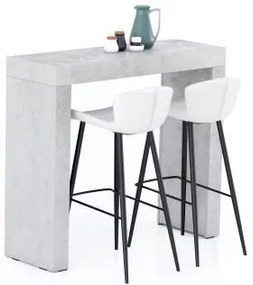 Tavolo Alto Evolution 120x40, Grigio Cemento con Due Gambe