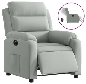 Poltrona elettrica reclinabile grigio chiaro in vera pelle