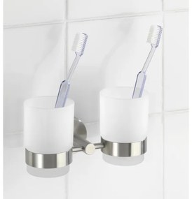 WENKO 19638100 - Portaspazzolini BOSIO MATT 17,5x9,5 cm acciaio inossidabile/argento