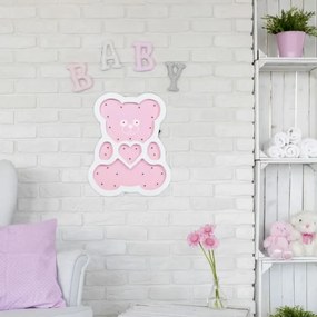 Lampada LED per bambini LED/2xAA orso rosa