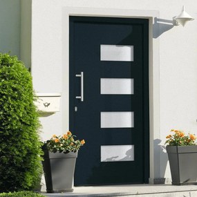Porta Dıngresso İn Alluminio E Pvc Antracite 110x210 Cm /