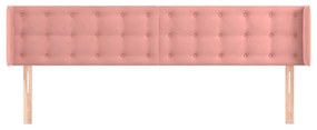 Testiera ad orecchio rosa 203x16x78/88 cm in velluto