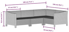 Set Divani da Giardino 7 pz con Cuscini in Polyrattan Grigio