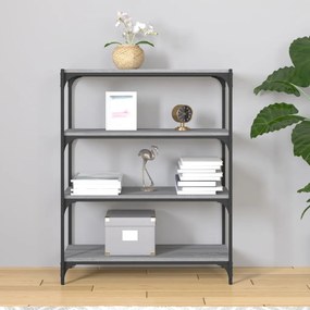Libreria grigio sonoma 80x33x100 cm legno multistrato e acciaio
