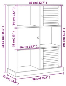 Libreria VIGO 90x35x114,5 cm in Legno Massello di Pino Grigio