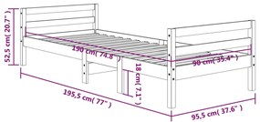 Giroletto Marrone Cera 90x190 cm in Legno Massello di Pino