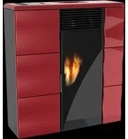 Stufa a pellet Olga 502L slim ventilata in ceramica 9,7kw rosso Lincar