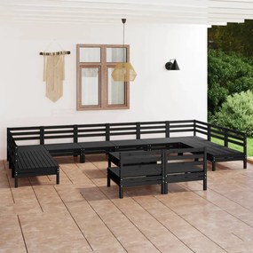 Set salotto da giardino 13 pz in legno massello di pino nero