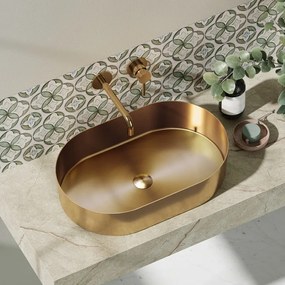 Kamalu - Lavabo da appoggio in acciaio inox finitura oro rosa | KJ5500RG