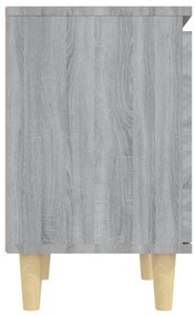 Comodini gambe in legno massello 2 pz grigio sonoma 40x30x50 cm