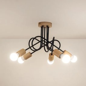 Lampadario a plafone OXFORD 5xE27/15W/230V, finitura pino/nero