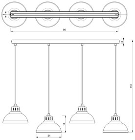 Lampadario a sospensione con filo SVEN 4xE27/15W/230V beige