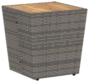 Set bistro da giardino 3 pezzi con cuscini grigio in polyrattan