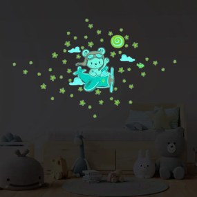 Adesivo murale per bambini 30x25 cm Pilot Bear - Ambiance