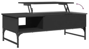 Tavolino Salotto Nero 100x50x35 cm Legno Multistrato e Metallo