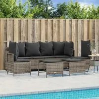 Set Divano da Giardino 5 pz con Cuscini Grigio in Polyrattan 3261547