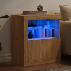 Credenza con luci led rovere sonoma 60,5x37x67 cm