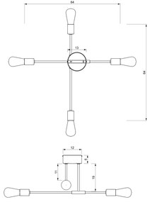 Lampadario on a pole FLAME 4xE27/60W/230V nero/cromo lucido