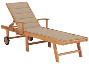Lettino Prendisole Con Tavolo E Cuscino İn Massello Di Teak /