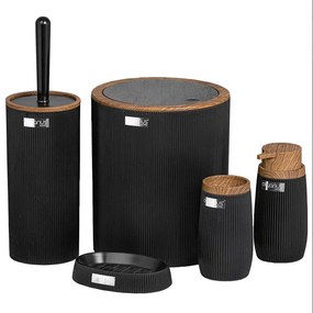 Set rotondo di accessori da bagno 5 pezzi nero