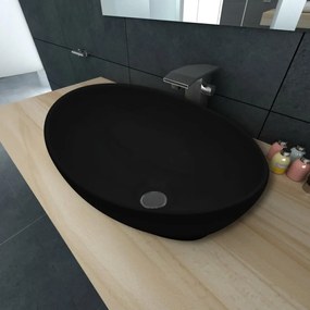 Lavello İn Ceramica Di Lusso Nero Ovale 40 X 33 Cm /