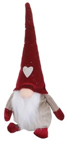 Gnomo Natale fermaporta 26 cm cappello rosso cuore