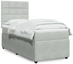 Giroletto A Molle Con Materasso Grigio Chiaro 90x200 Cm Velluto /