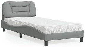 Letto Con Materasso Grigio Chiaro 80x200 Cm İn Tessuto /