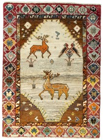 Gabbeh Tappeto 100x140 Beige (Iran) Annodato A Mano