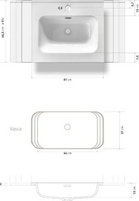 Lavabo incasso STELLA 60x46 cm ceramica bianco design elegante