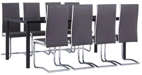 Set Sala Da Pranzo 9 Pz İn Similpelle Grigio /