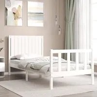 Giroletto con Testiera Bianco 90x200 cm in Legno Massello 3192932