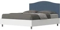 Letto Matrimoniale 160x200 cm struttura bianco frassino testata Gra - Con rete,Microfibra,Blu