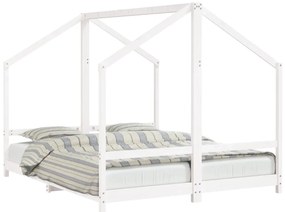 Giroletto per bambini bianco 2x(80x200) cm legno massello pino