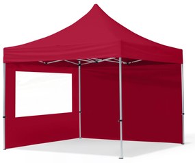 TOOLPORT 3x3m gazebo pieghevole con laterali (finestre panoramiche), ECONOMY alluminio, rosso - (59013)