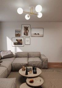 Lampadario da Soffitto MAGNUM 4 in Acciaio e Vetro 4xE14